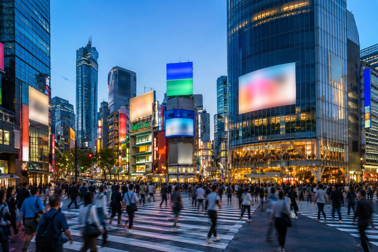 Shibuya Scramble Crossing at night