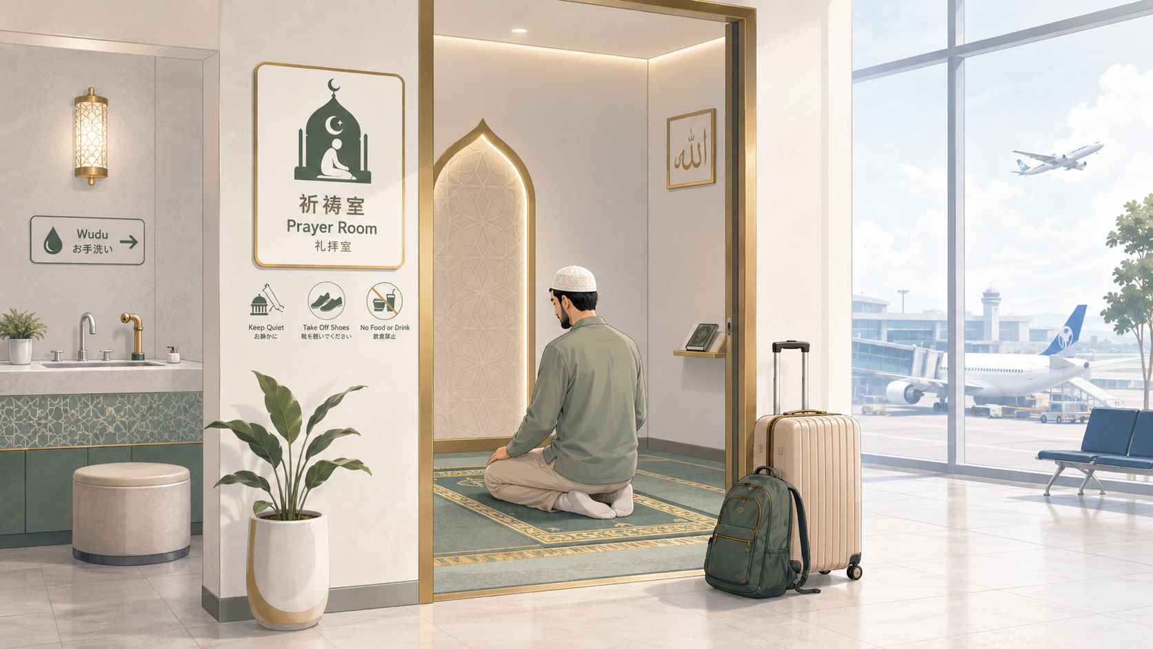 A prayer room (musalla) at a Japanese airport
